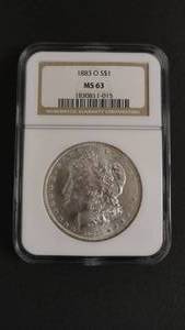 lot 3 image: 1883o Morgan Silver Dollar Graded PCGS MS63