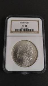 lot 10 image: 1904o Morgan Silver Dollar Graded NGC MS63