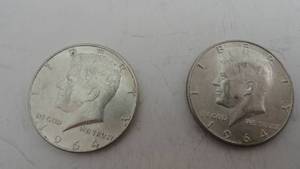 lot 62 image: 2 -1964 Kennedy Half Dollar
