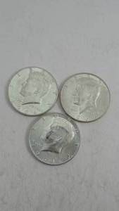 lot 67 image: 3- 1964 Kennedy Half Dollar