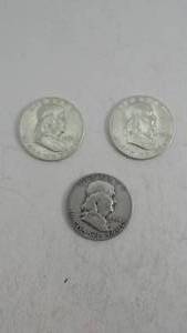 lot 68 image: 3- Franklin Half Dollar
