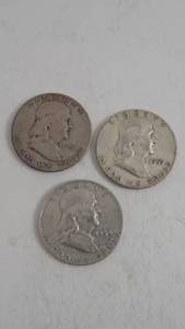 lot 71 image: 3- Franklin Half Dollar