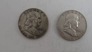 lot 73 image: 2- Franklin Half Dollar