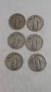 lot 75 image: 6- Standing Liberty Quarters