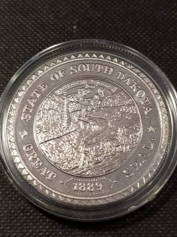 1 TROY OZ. .999 FINE SILVER SOUTH DAKOTA 1889 1989 IN ORIGINAL BOX