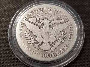 1908-O BARBER SILVER HALF DOLLAR IN AIRTITE