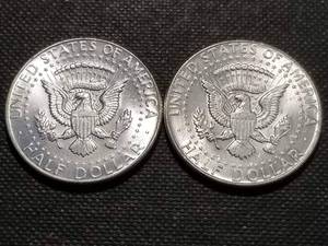 2 AU-UNC 1964 KENNEDY SILVER HALF DOLLARS