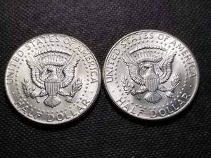 2 AU-UNC 1964 KENNEDY SILVER HALF DOLLARS