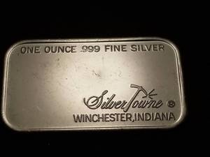 1 TROY OZ. .999 FINE SILVER BUFFALO BAR BY SILVERTOWNE