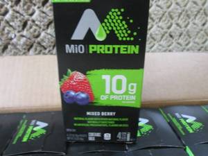 lot 107 image: Case of 12 Boxes Mio Protein Mixed ...