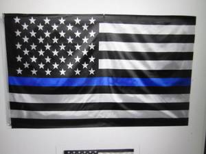 lot 207 image: 3 ft x 5 ft Blue Line US Flag (Poli...