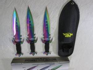 lot 214 image: 3pc 7.5 Razor Tactical Throwing Kn...