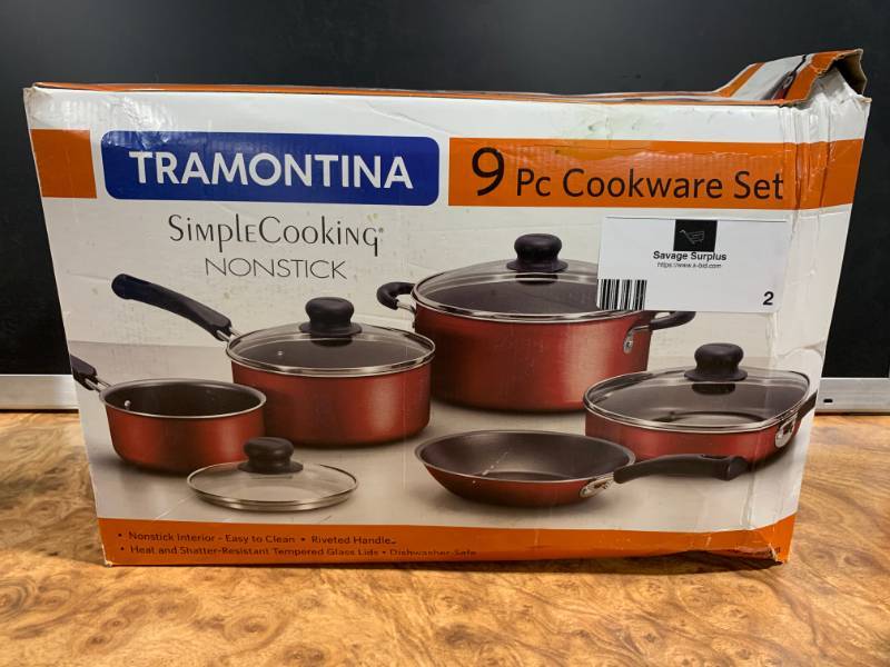 Tramontina 9-Piece Non-stick Cookware Set, Red