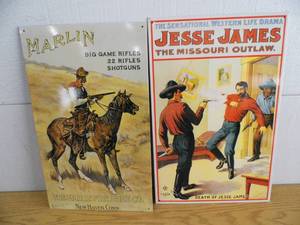 Lot of 2 Western Tin Signs