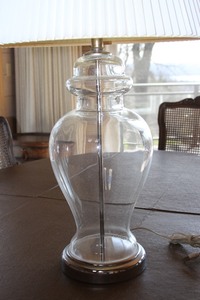 lot 10 image: Vintage Glass Table Lamp with Pleated Shade