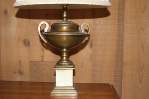 lot 34 image: Vintage Table Lamp with Pleated Shade