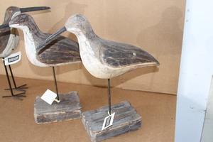 lot 48 image: Lot of Three (3) Rosewood Handicrafts Hand Carved Wood Wooden Bird Collection
