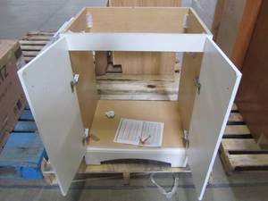 lot 303 image: Glacier Bay 24-12 in. W Vanity in White - Cabinet Only - GB24P2COM-WH