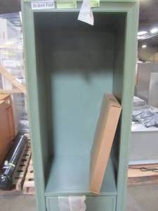 lot 307 image: Home Decorators Collection Hazelton 18 in. W x 15 in. D x 67-12 in. H Bathroom Linen Cabinet in Antique Green 8205500610