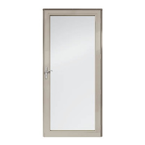 lot 605 image: Andersen 10 Series Fullview Interchangeable Storm Door in White With Nickle Hardware