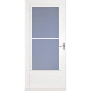 lot 624 image: LARSON Savannah White Mid-View Wood Core Storm Door with Retractable Screen 32 x 80-81 37082031