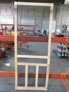lot 609 image: Screen Tight Creekside Finger Joint Wood Frame Hinged Cross Bar Screen Door (Actual 32-in x 80-in) WCRK32 - Slightly Bowed.