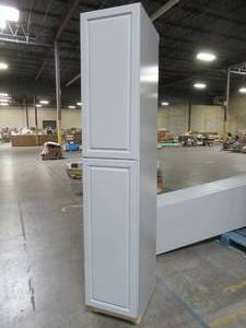 lot 105 image: Tall Kitchen Pantry Cabinet in Grey, Approximately 18W X 96 34 X 24D