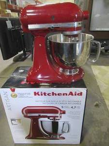 lot 833 image: Artisan 5 Qt. 10-Speed Cinnamon Gloss Stand Mixer with Flat Beater, 6-Wire Whip and Dough Hook Attachments, KSM150PSGC - Will Not Turn On..