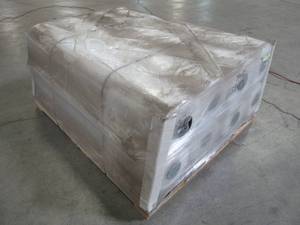 lot 332 image: 8 Rolls of Janpak Clear Pallet Covers - 75 covers per roll, 2mil 50 x 48 x 92. Model50489275