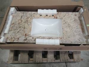 lot 336 image: Home Decorators Collection Approximately 49 X 22 Stone Effects Single Basin Vanity Top in Rustic Gold SERST49COM-RU