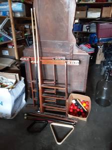 lot 50 image: Cue Racks, Assorted Balls & Cue Parts
