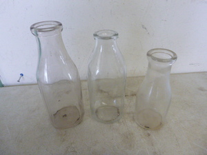 3 Vintage Milk Bottles