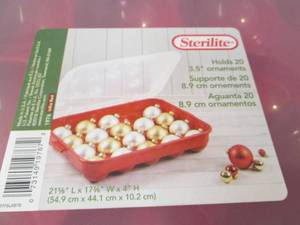 lot 203 image: 2 Sterilite 20 place Ornament Stora...