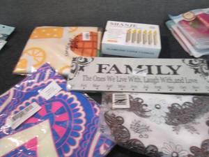 lot 231 image: Table Runner Tapestry, Candles, Sho...