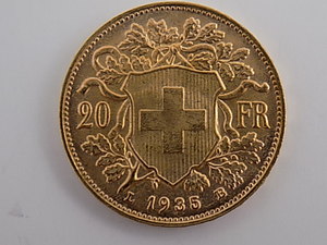 1935 Gold Coin Swiss Coin