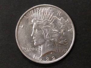 1922 High Grade Peace Silver Dollar...