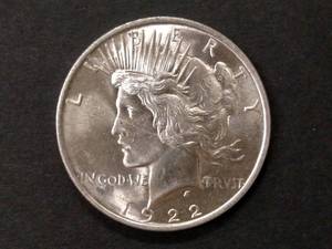 1922 High Grade Peace Silver Dollar...