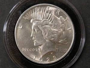 1923 High Grade Peace Silver Dollar...