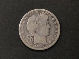 1907 D Barber Silver Half Dollar...