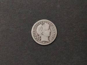 1914 D Barber Silver Dime...