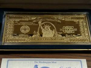 1999 Four Ounce Gold Plated .999 Si...