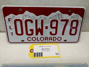 lot 74 image: Colorado License Plate...