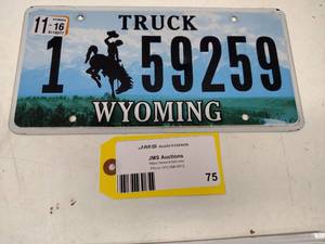 lot 75 image: Wyoming License Plate...