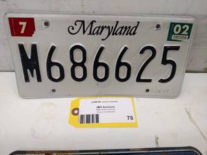 lot 78 image: Maryland License Plate...