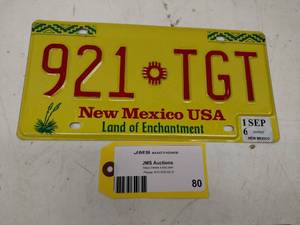 lot 80 image: New Mexico License Plate...