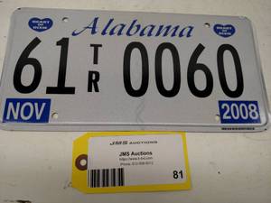lot 81 image: Alabama License Plate...