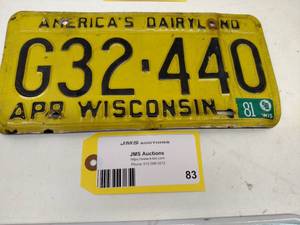 lot 83 image: Wisconsin License Plate...