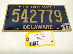 lot 85 image: Delaware License Plate...