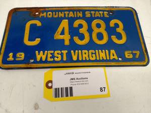 lot 87 image: West Virginia License Plate...