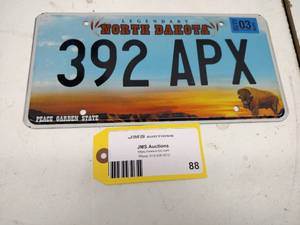 lot 88 image: North Dakota License Plate...